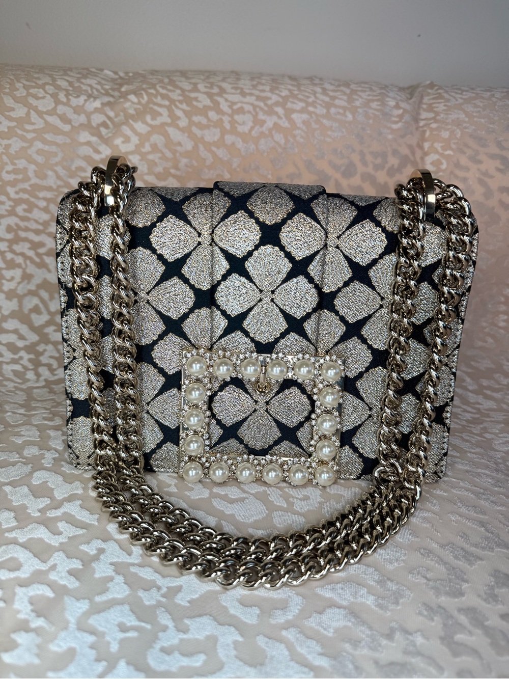 Kate Spade Madison Avenue Knollwood Drive Buckle Marci Bag Black/Gold Pearl